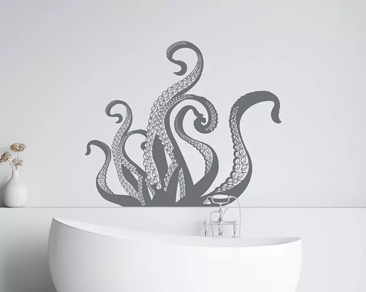 Octopus tentacle wall sticker for nautical style bathroom decor